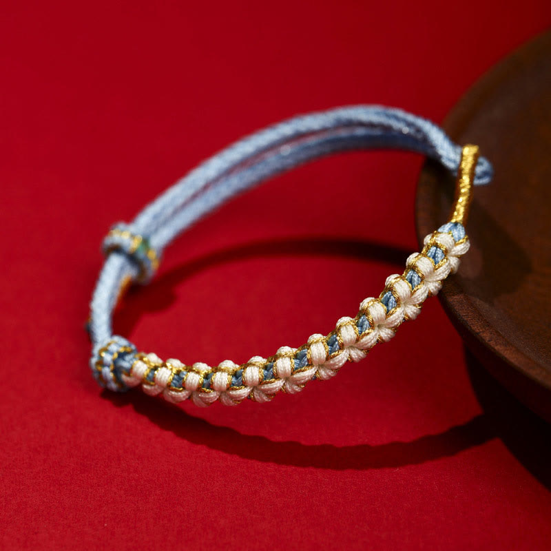 Tibetan Gold Thread Colorful Peach Blossom Knot Connection Braided Bracelet - Image 5