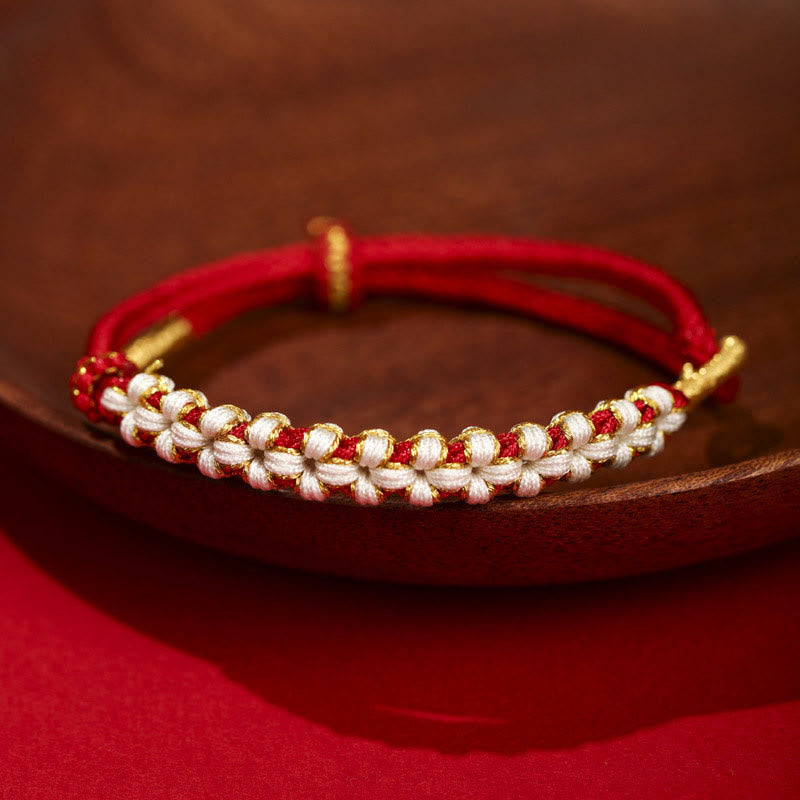 Tibetan Gold Thread Colorful Peach Blossom Knot Connection Braided Bracelet