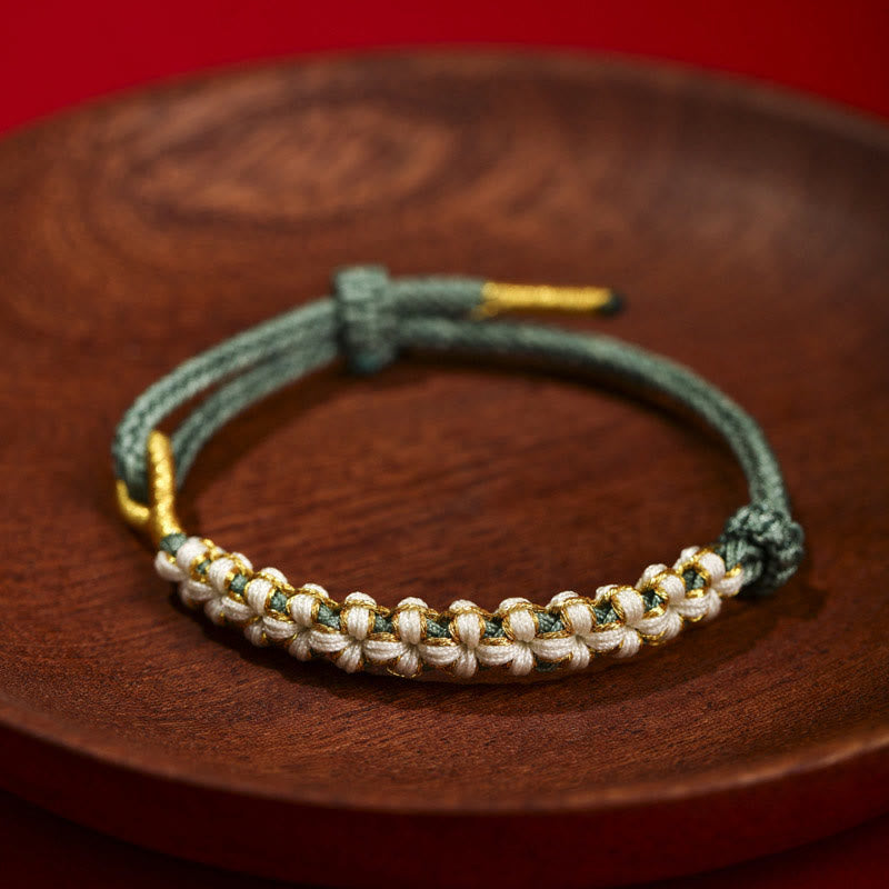 Tibetan Gold Thread Colorful Peach Blossom Knot Connection Braided Bracelet - Image 8