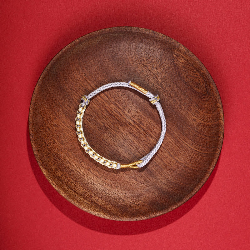 Tibetan Gold Thread Colorful Peach Blossom Knot Connection Braided Bracelet - Image 7