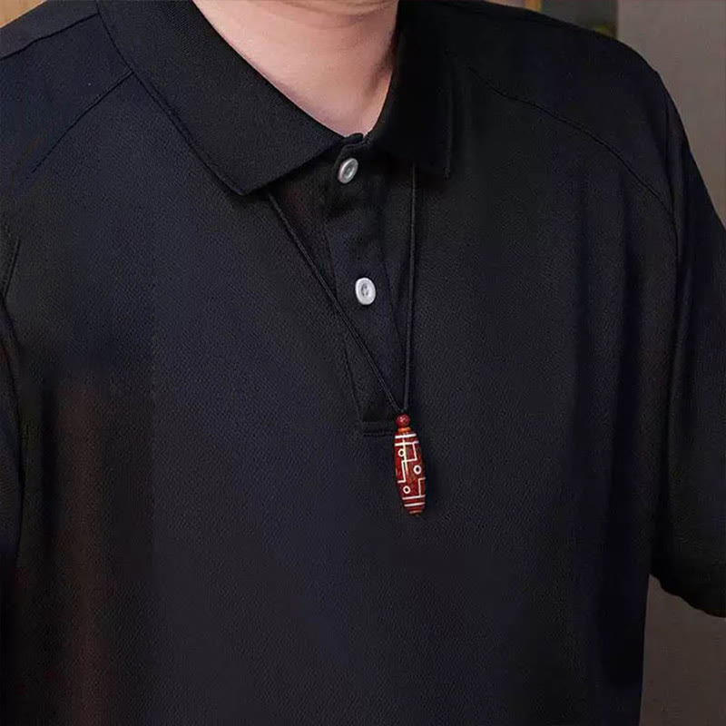 Cinnabar Nine-eye Dzi Bead Blessing Necklace Pendant - Image 4