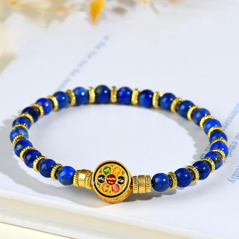 Natural Lazurite Om Mani Padme Hum Bead Balance Bracelet