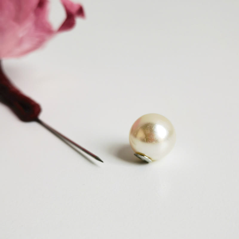 Handmade Velvet Flower Mulberry Silk Red Flower Brooch - Image 7