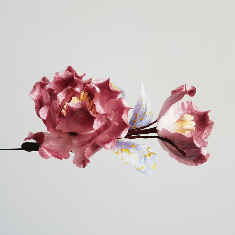 Handmade Velvet Flower Mulberry Silk Red Flower Brooch - Image 3