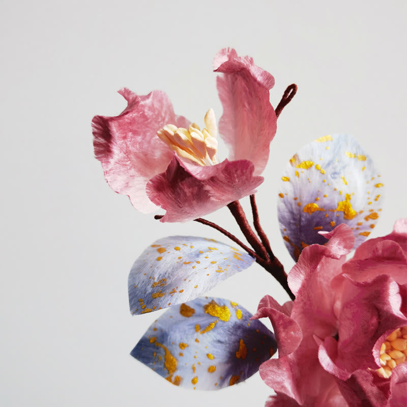 Handmade Velvet Flower Mulberry Silk Red Flower Brooch - Image 5