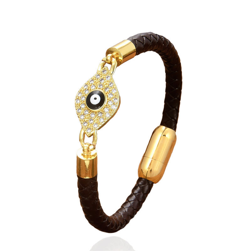 Evil Eye Protection Leather Metal Buckle Bracelet - Image 4