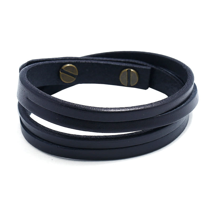 Vintage Multi-layer Leather Strength Buckle Bracelet - Image 8