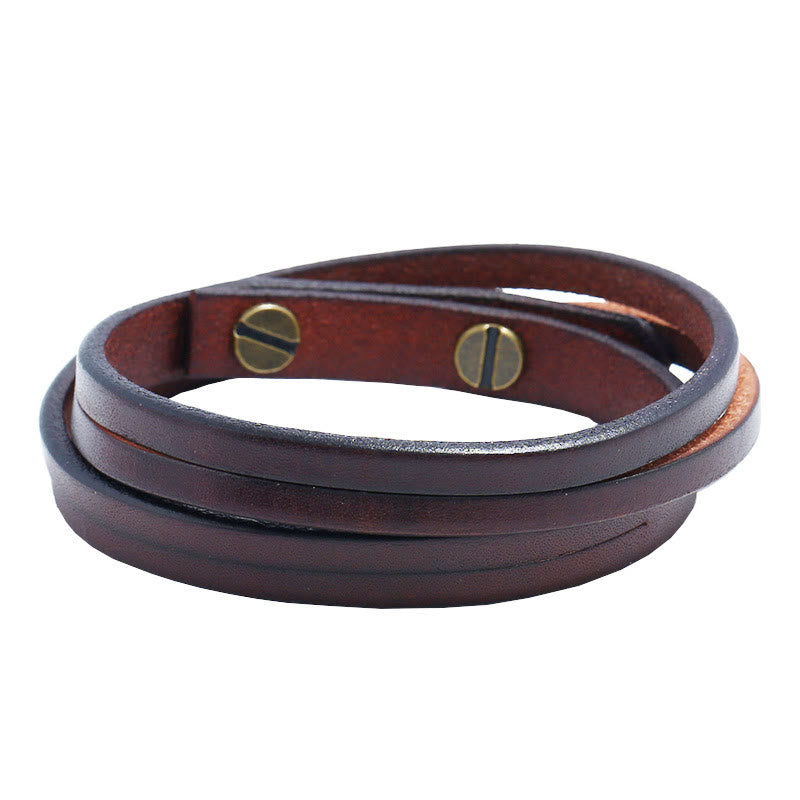 Vintage Multi-layer Leather Strength Buckle Bracelet - Image 3