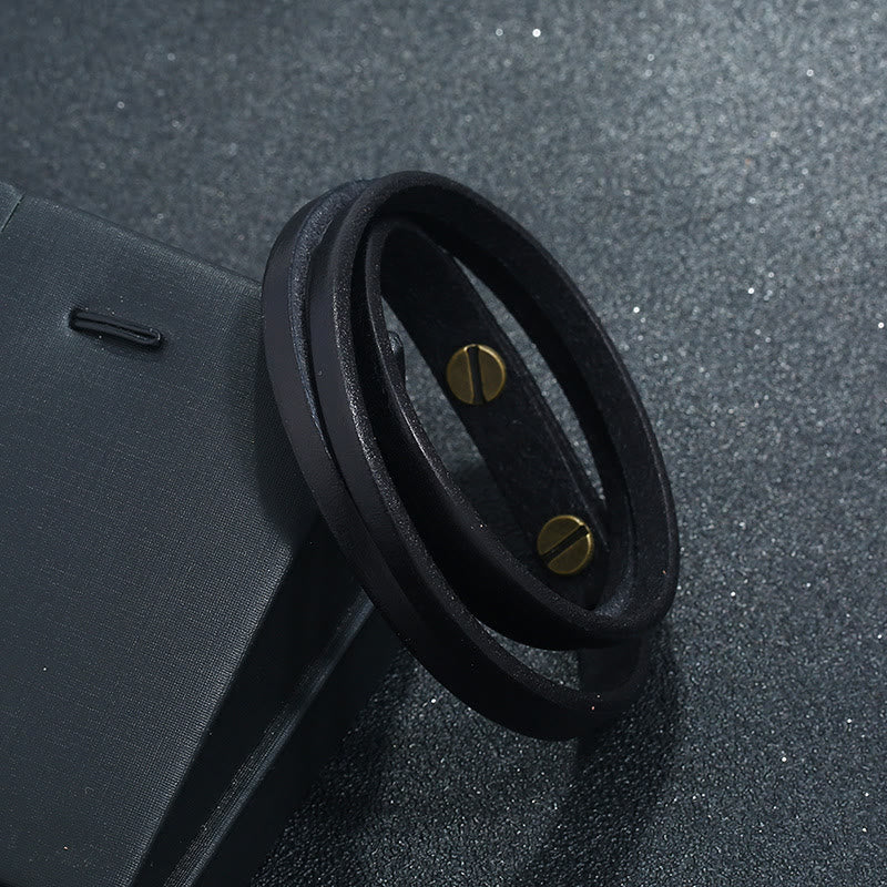 Vintage Multi-layer Leather Strength Buckle Bracelet - Image 7