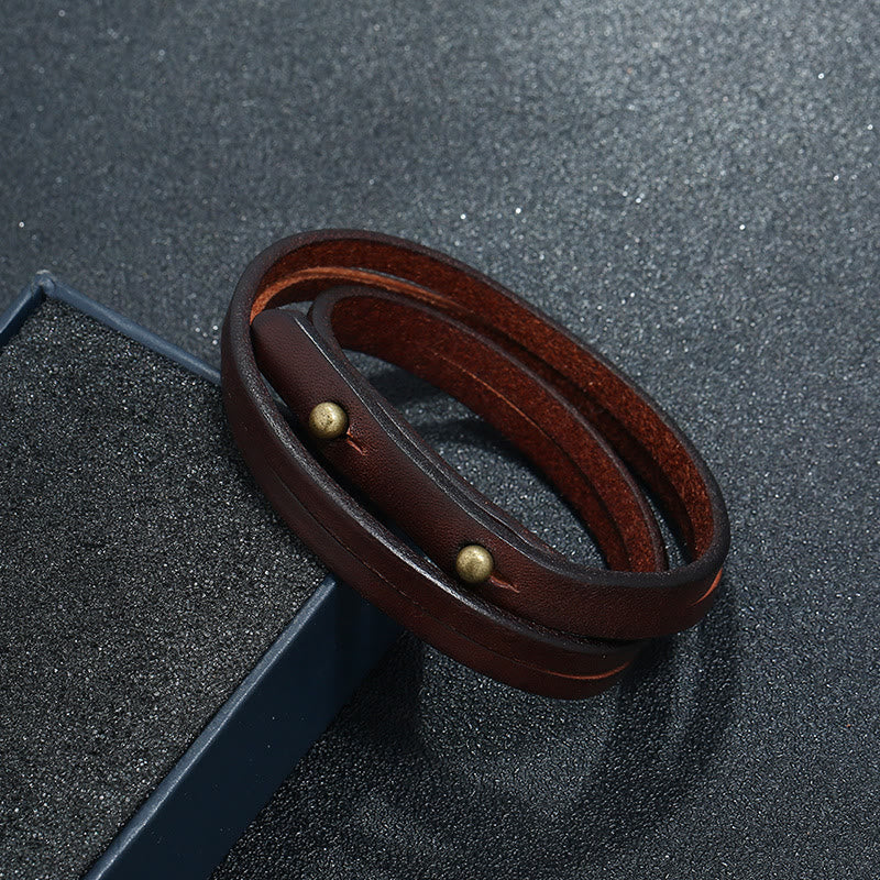 Vintage Multi-layer Leather Strength Buckle Bracelet