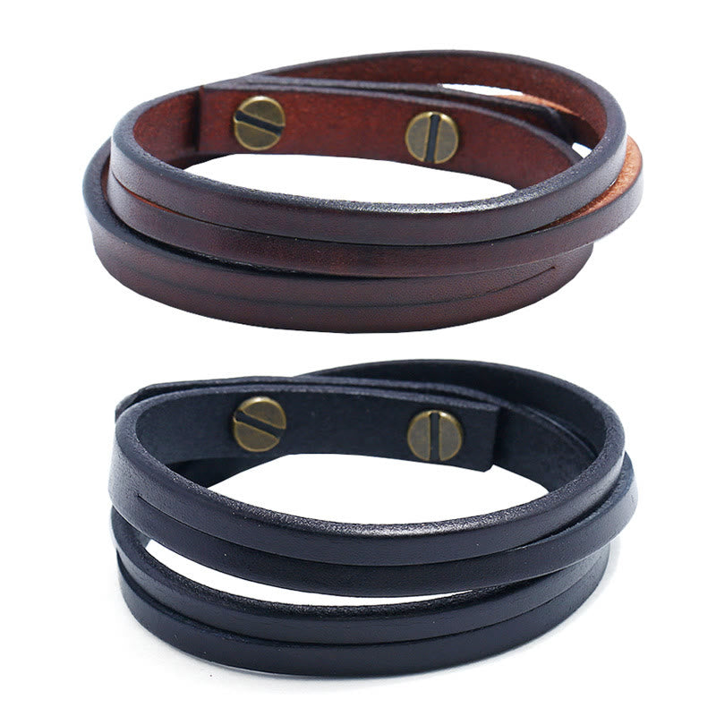 Vintage Multi-layer Leather Strength Buckle Bracelet - Image 10