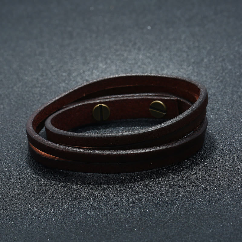 Vintage Multi-layer Leather Strength Buckle Bracelet - Image 4