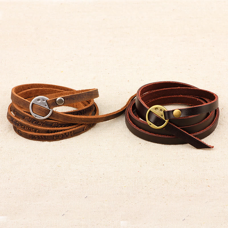 Vintage Multi-layer Leather Buckle Confidence Bracelet - Image 5