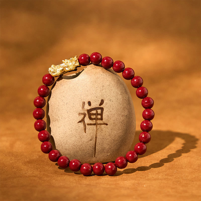 Natural Cinnabar Beads Pixiu Blessing Bracelet - Image 12