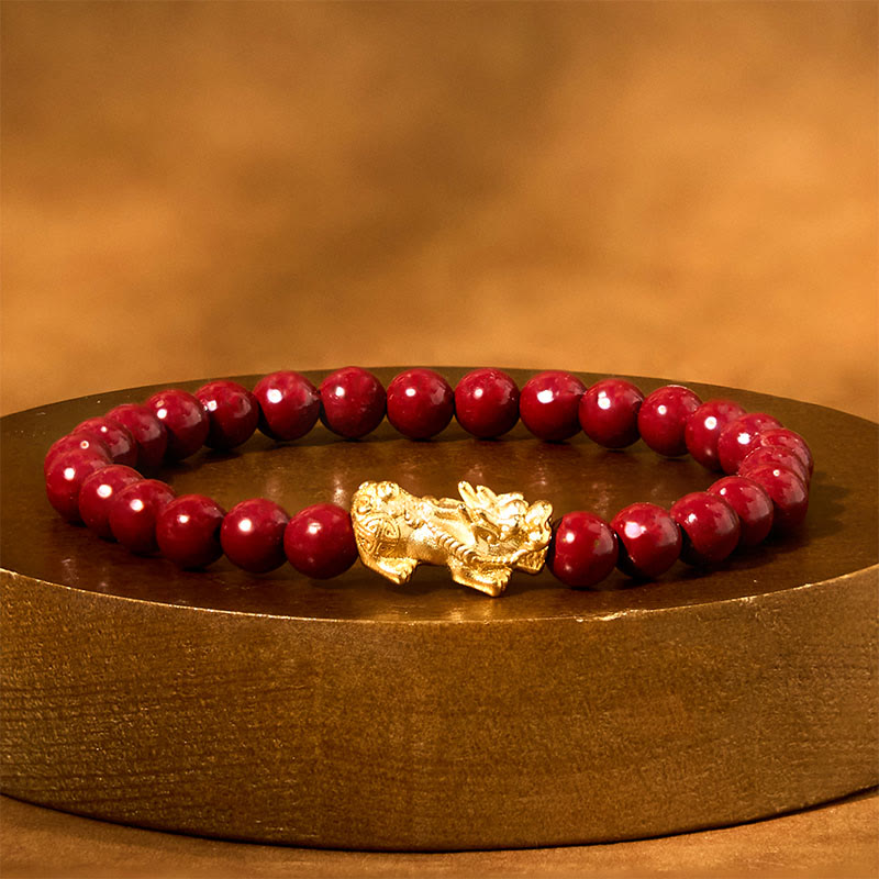 Natural Cinnabar Beads Pixiu Blessing Bracelet - Image 11