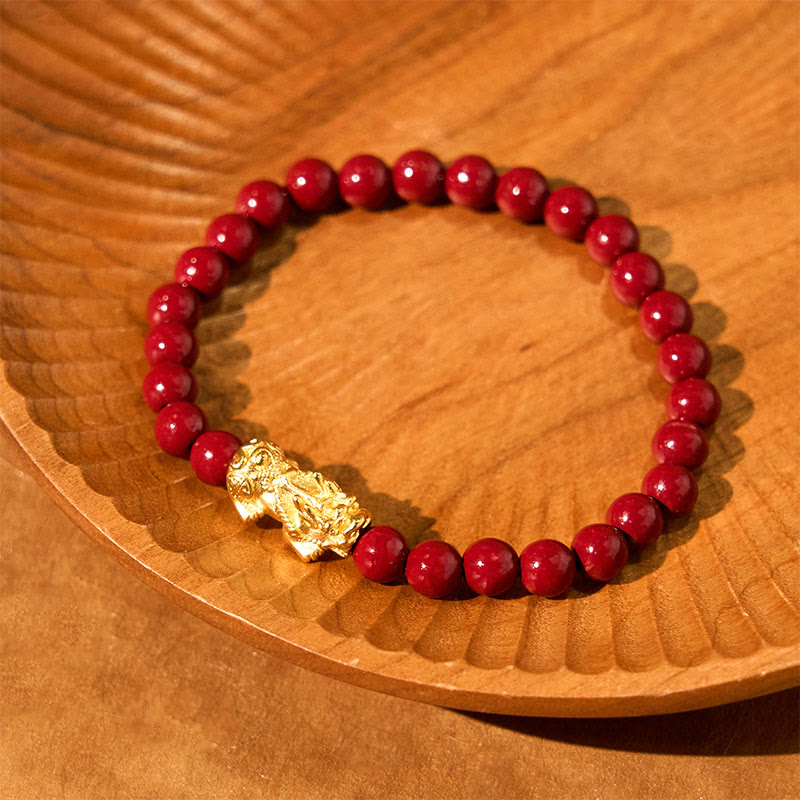 Natural Cinnabar Beads Pixiu Blessing Bracelet - Image 13