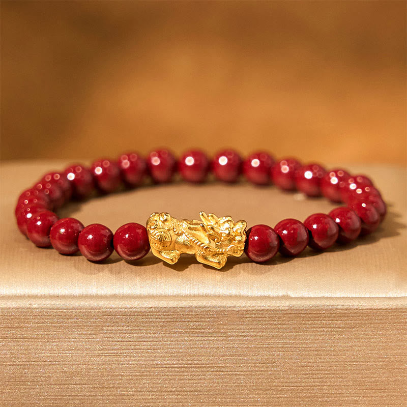 Natural Cinnabar Beads Pixiu Blessing Bracelet
