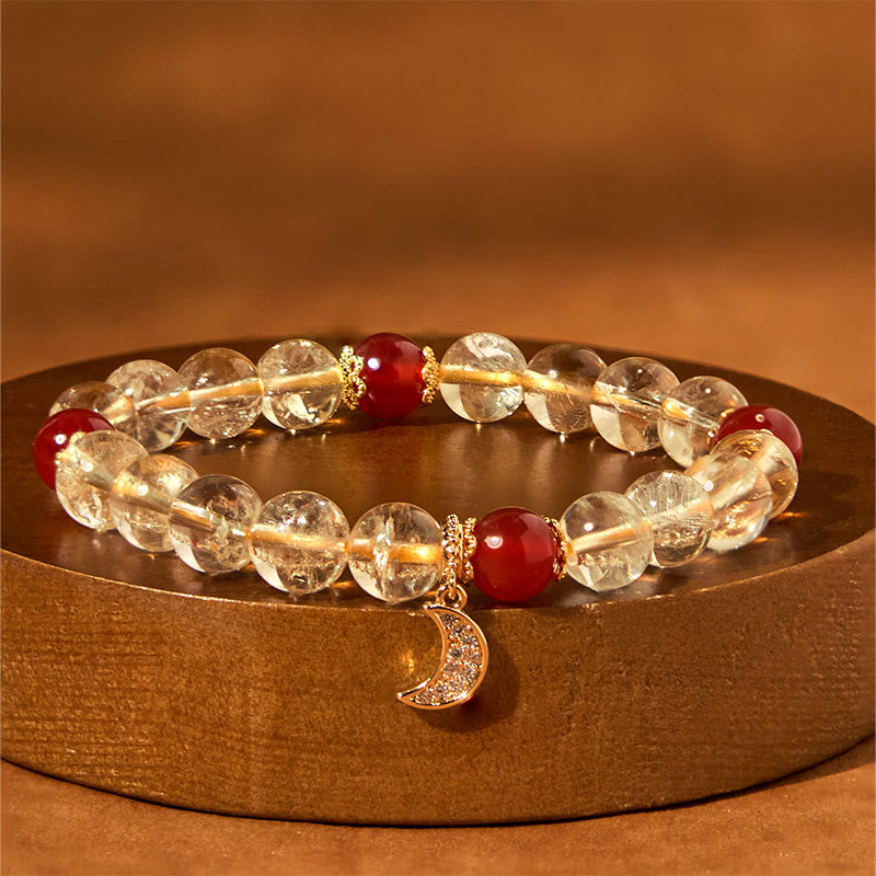 Citrine Red Agate Moon Prosperity Bracelet