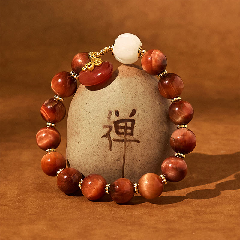 Natural Red Tiger Eye Pumpkin Calm Bracelet - Image 7