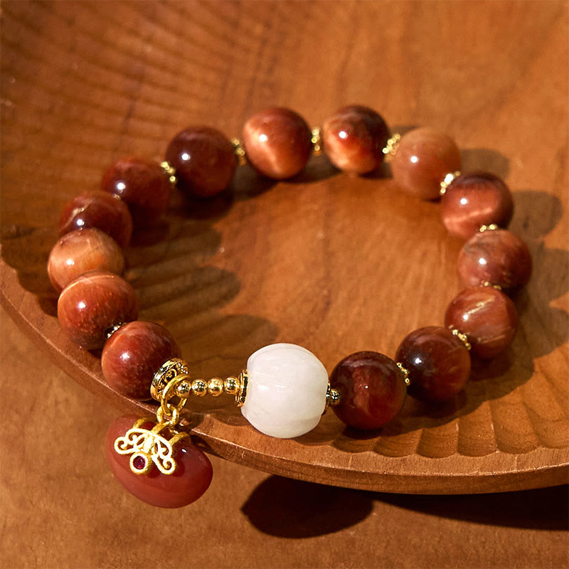 Natural Red Tiger Eye Pumpkin Calm Bracelet - Image 6