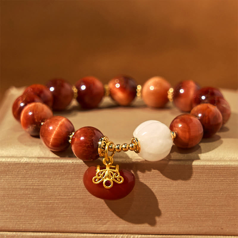 Natural Red Tiger Eye Pumpkin Calm Bracelet - Image 5