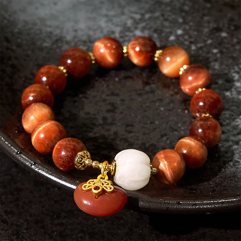 Natural Red Tiger Eye Pumpkin Calm Bracelet - Image 8
