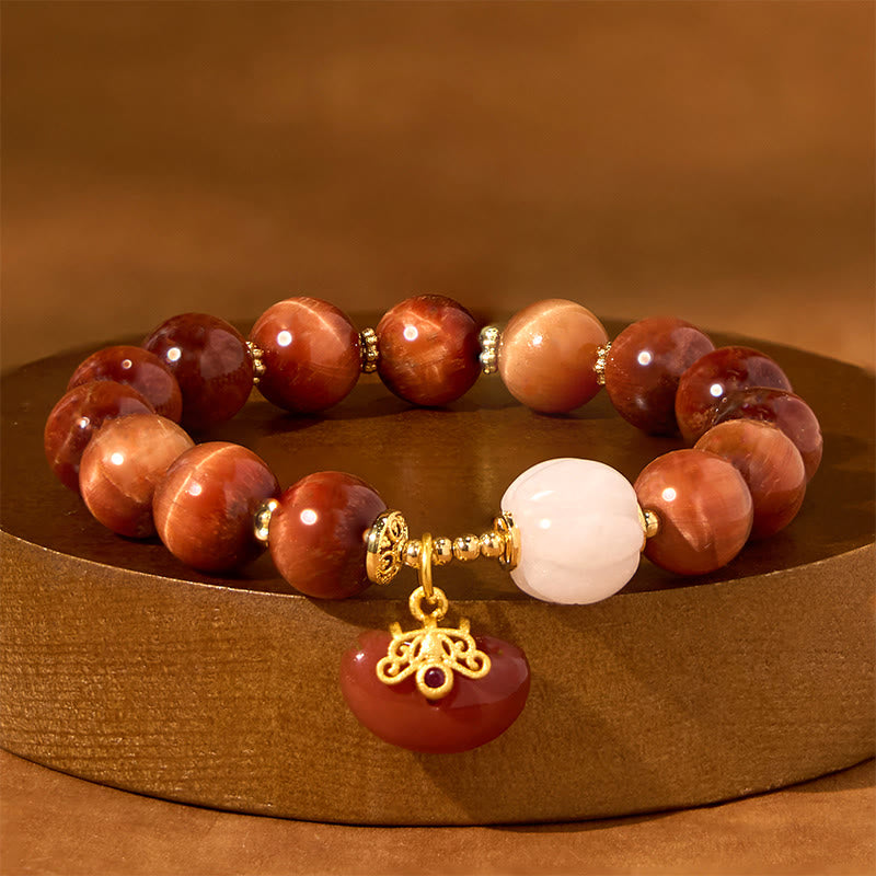Natural Red Tiger Eye Pumpkin Calm Bracelet - Image 4