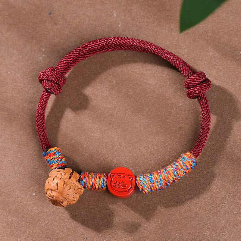 Handmade Chinese Zodiac Red String Peach Pit Cinnabar Luck Bracelet - Image 20