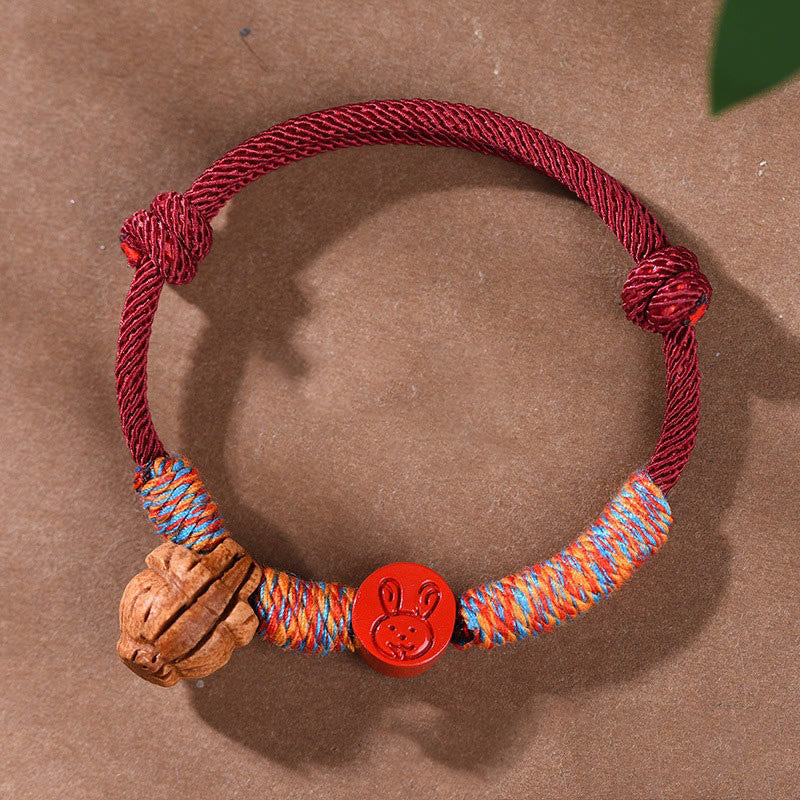 Handmade Chinese Zodiac Red String Peach Pit Cinnabar Luck Bracelet - Image 21