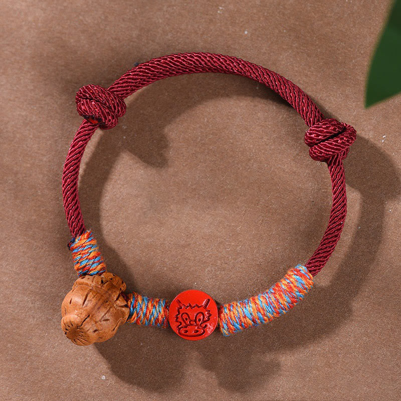 Handmade Chinese Zodiac Red String Peach Pit Cinnabar Luck Bracelet - Image 22