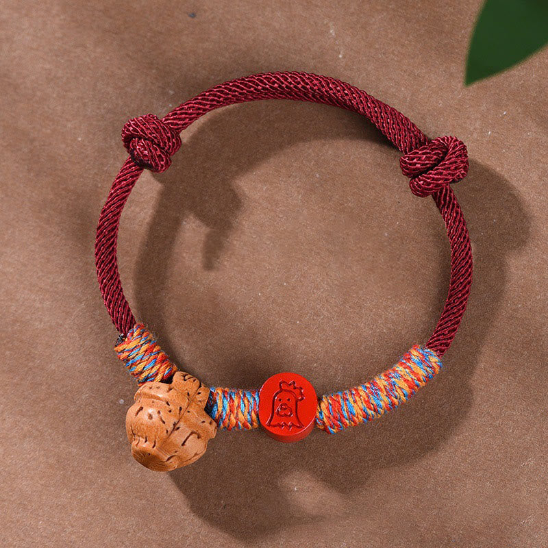 Handmade Chinese Zodiac Red String Peach Pit Cinnabar Luck Bracelet - Image 26