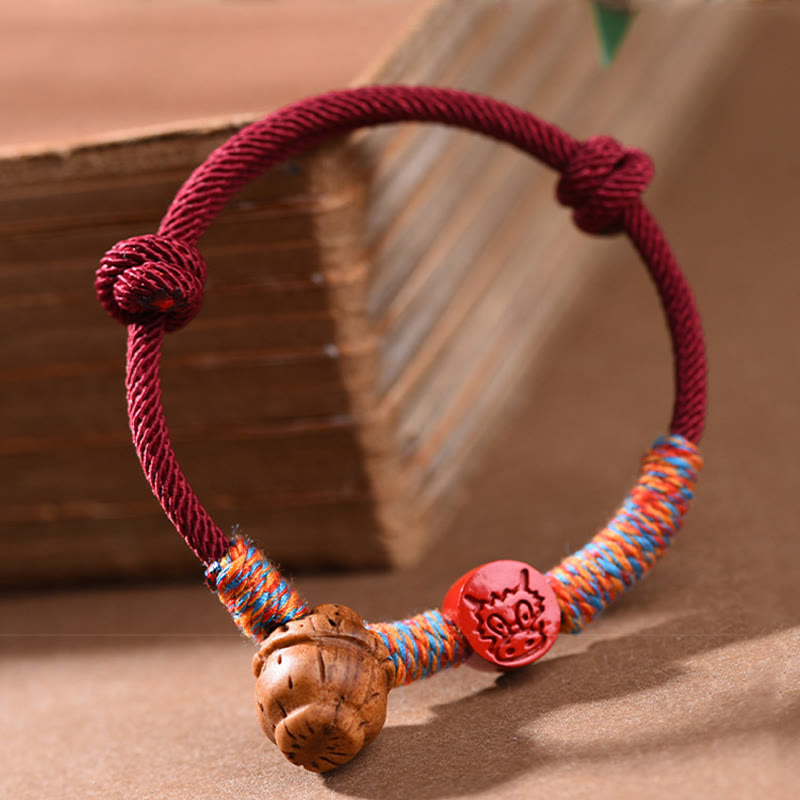 Handmade Chinese Zodiac Red String Peach Pit Cinnabar Luck Bracelet - Image 13