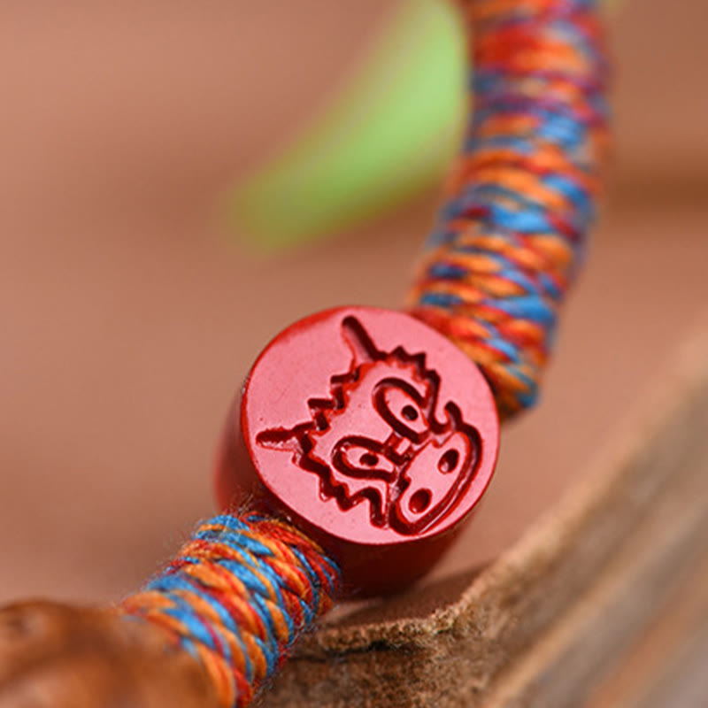 Handmade Chinese Zodiac Red String Peach Pit Cinnabar Luck Bracelet - Image 16