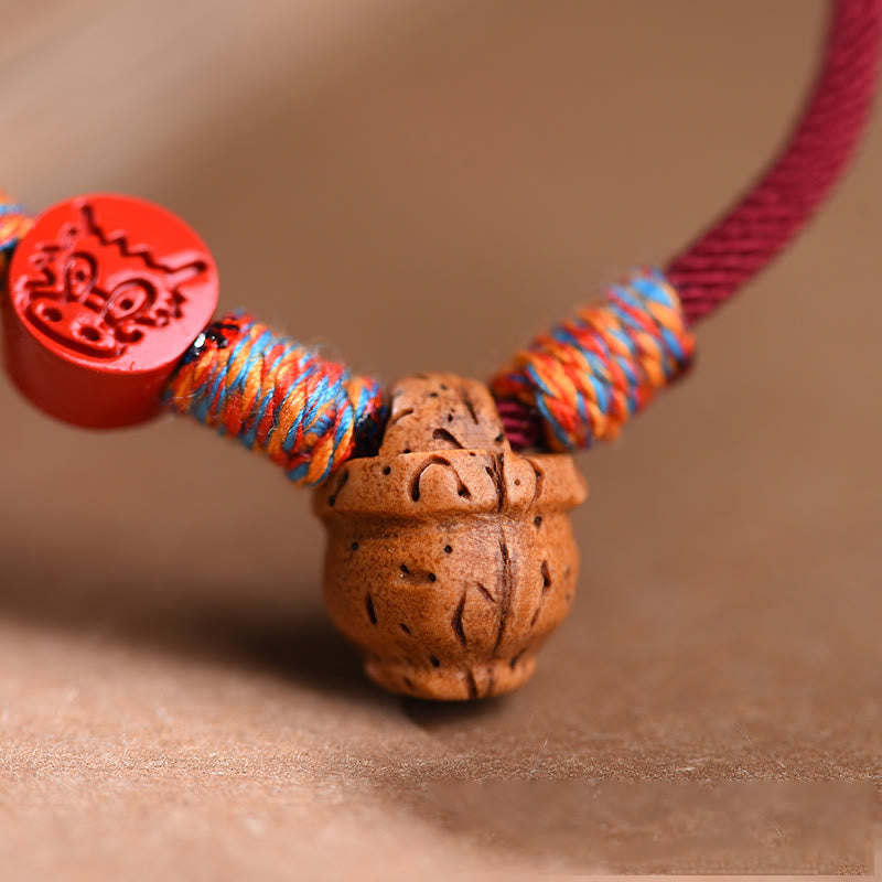 Handmade Chinese Zodiac Red String Peach Pit Cinnabar Luck Bracelet - Image 17