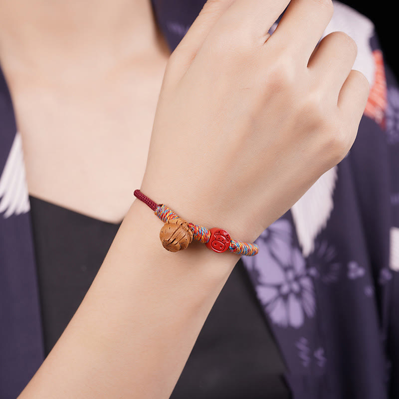 Handmade Chinese Zodiac Red String Peach Pit Cinnabar Luck Bracelet - Image 18