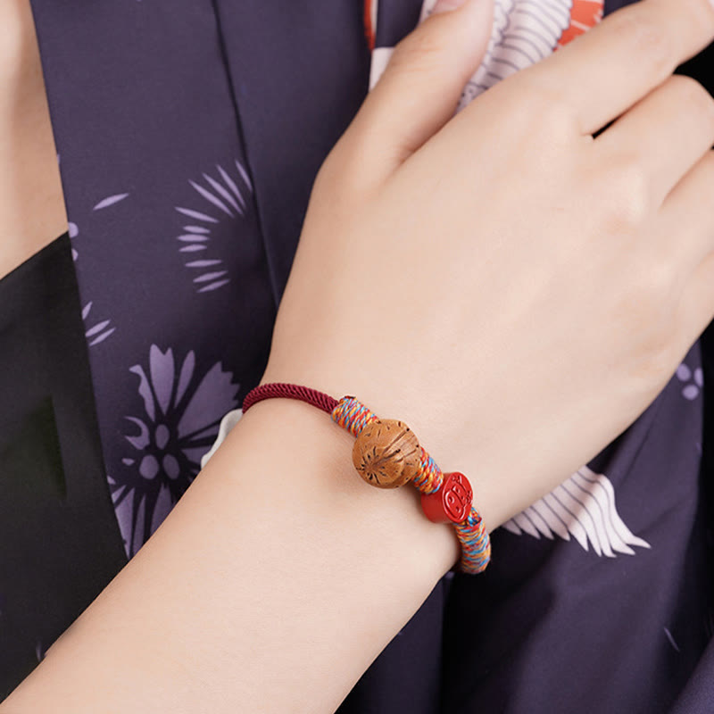 Handmade Chinese Zodiac Red String Peach Pit Cinnabar Luck Bracelet - Image 19