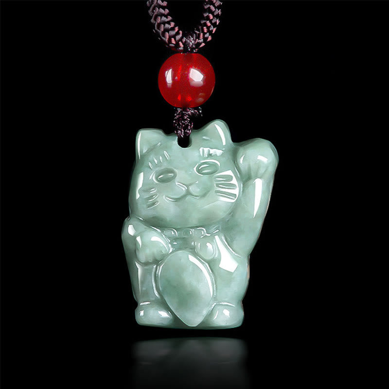 Lucky Cat Jade Abundance Necklace Pendant