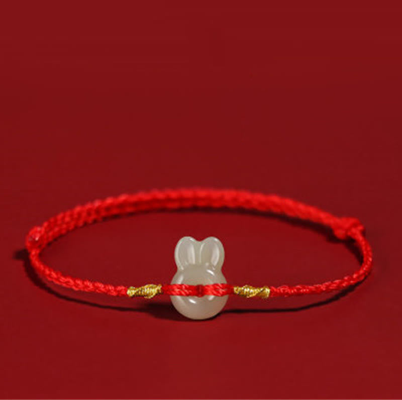 Hetian Jade Cute Rabbit String Luck Bracelet