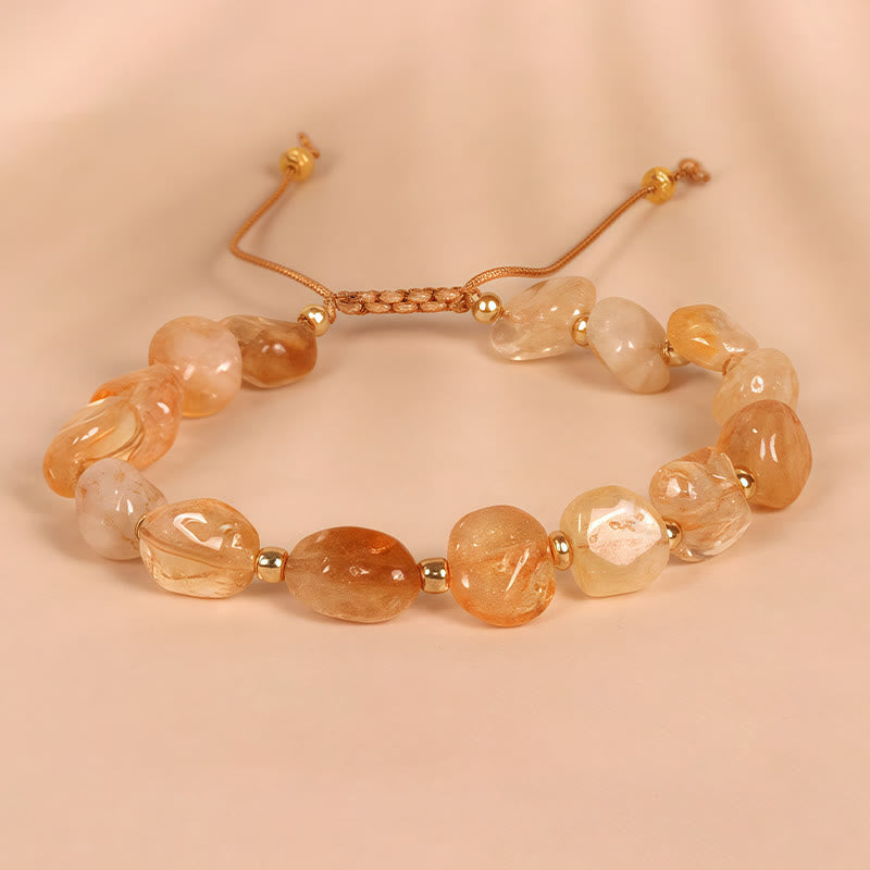 Irregular Shape Citrine Braid String Happiness Bracelet - Image 3