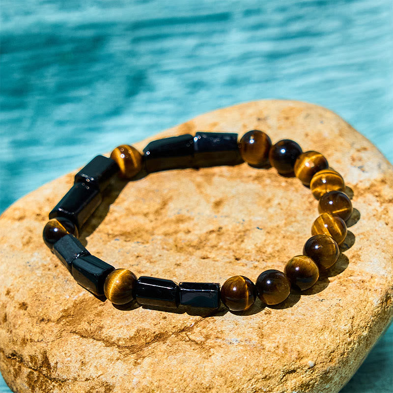 Natural Black Tourmaline Tiger Eye Positive Bracelet