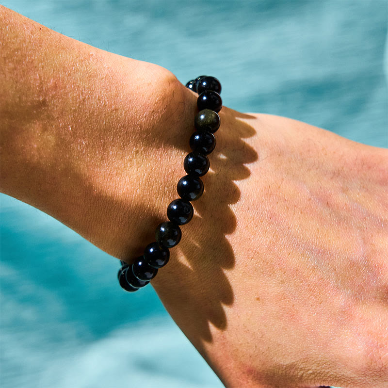 Gold Sheen Obsidian Black Tourmaline Wealth Bracelet - Image 3