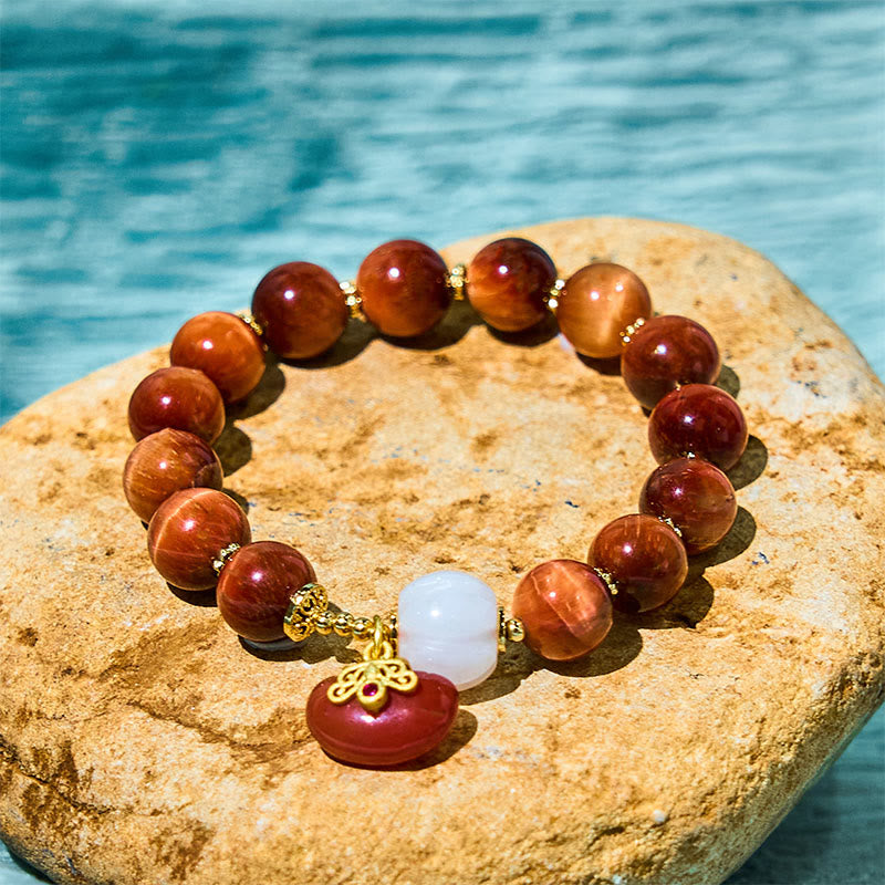 Natural Red Tiger Eye Pumpkin Calm Bracelet