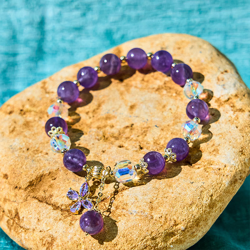 Natural Amethyst Crystal Spiritual Butterfly Charm Bracelet