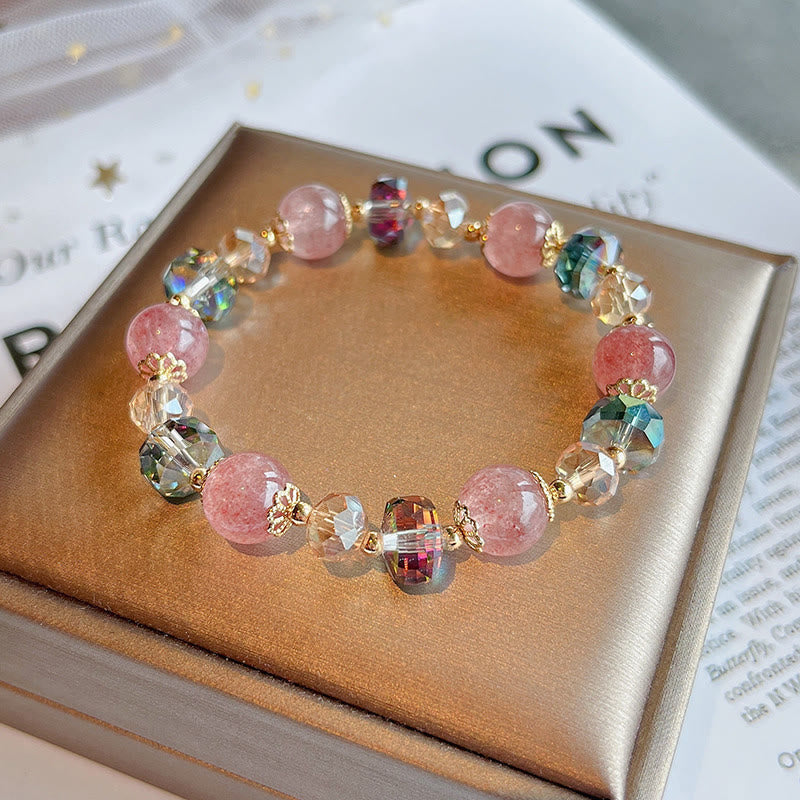 Natural Strawberry Quartz Colorful Crystal Positive Bracelet - Image 6