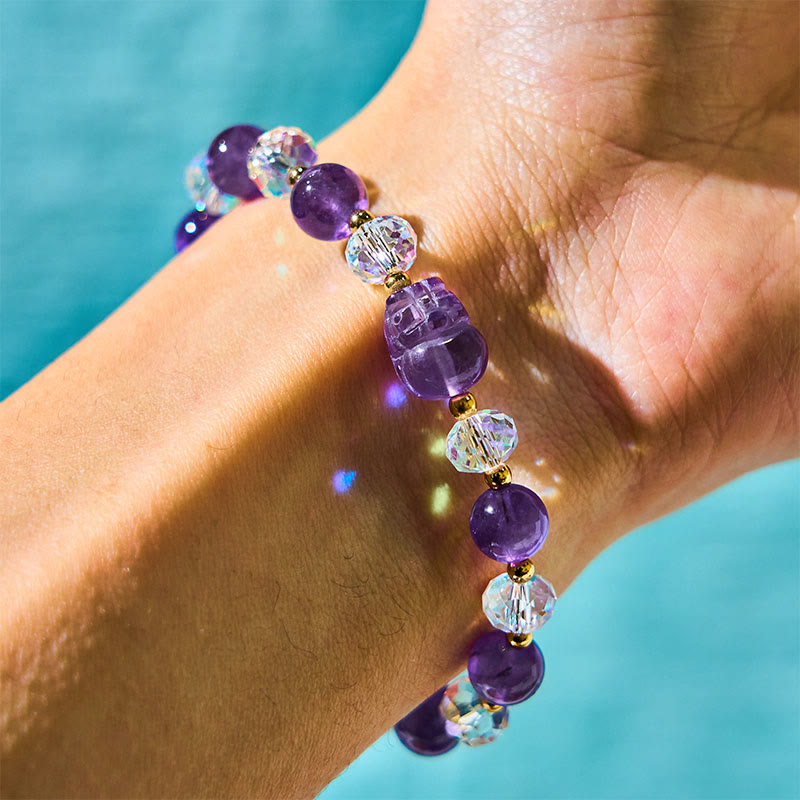 Natural Amethyst Pixiu Crystal Balance Bracelet