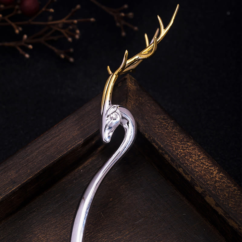 925 Sterling Silver Deer Antler Protection Hairpin - Image 3