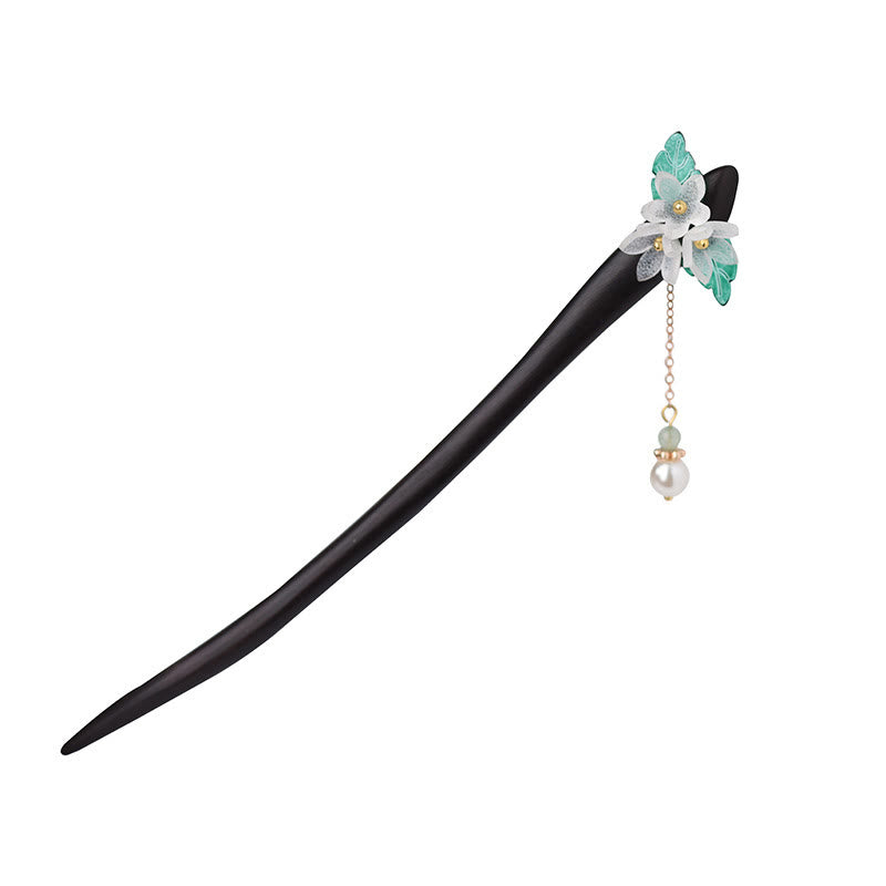 Lily Of The Valley Pearl Tassel Wood Hairpin - Image 5