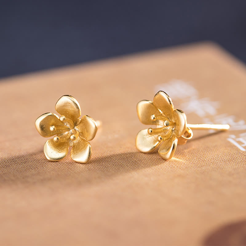 925 Sterling Silver Golden Peach Blossom Balance Earrings