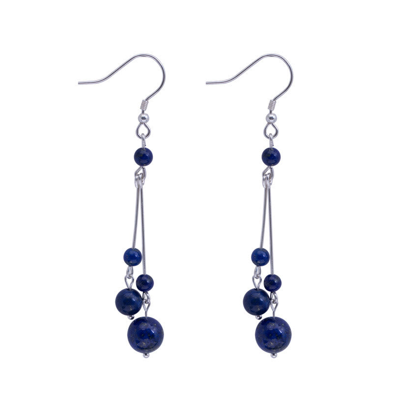 925 Sterling Silver Lazurite Beads Serenity Drop Earrings - Image 9