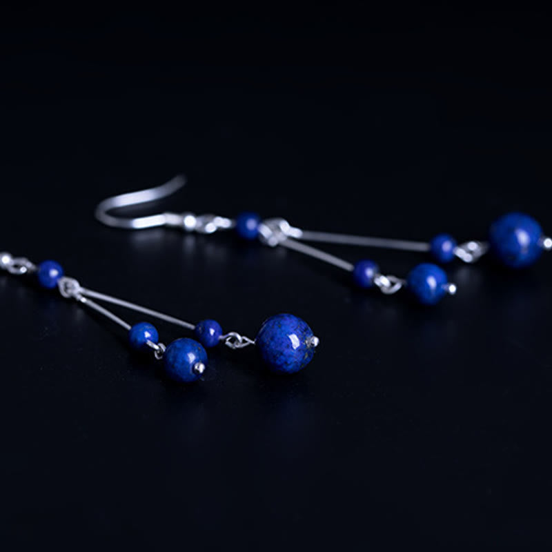 925 Sterling Silver Lazurite Beads Serenity Drop Earrings - Image 8